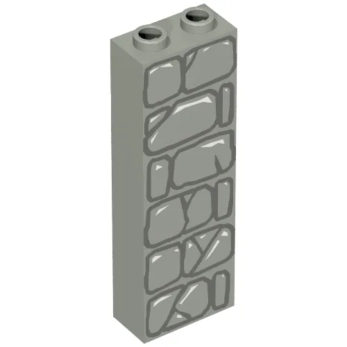 Brick 1 x 2 x 5 with Blocked Open Studs and Bottom Stud Holder with Stone Wall Print