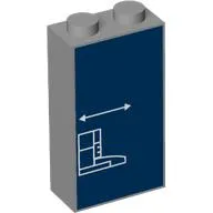 Brick 1 x 2 x 3 with White Blueprint Lines on Dark Blue Background print